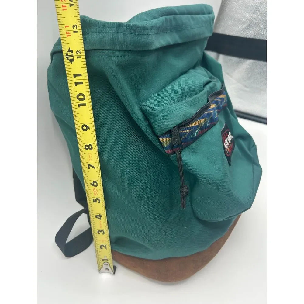 Vintage Eastpak Suede Leather Bottom 0835 Green Backpack Tribal Western Bookbag